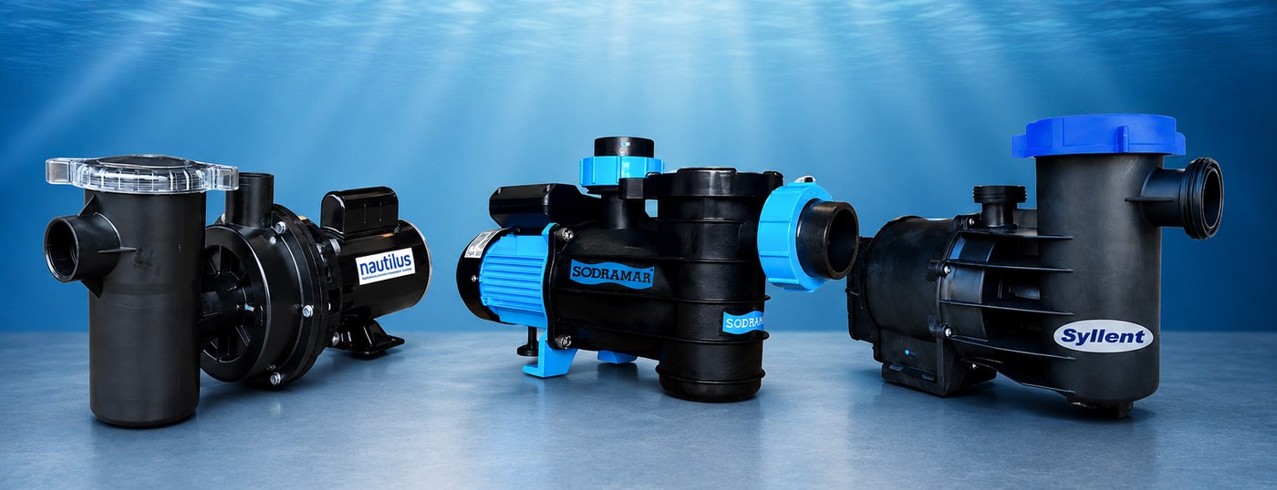Motobombas com pré-filtro para piscina — Nautilus, Sodramar e Syllent