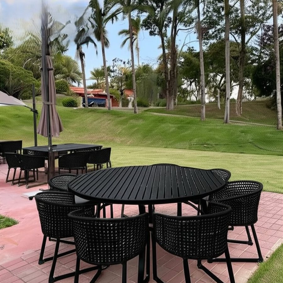 Mesa e cadeiras em corda náutica