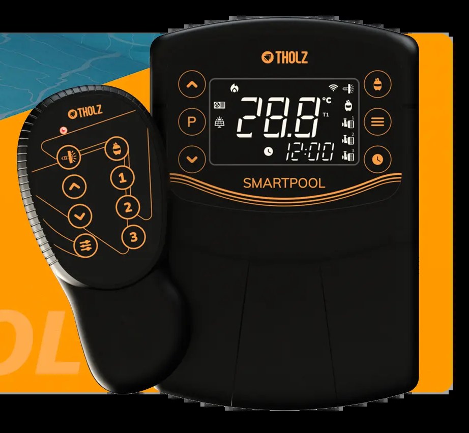 Painel de automação Tholz SmartPool com controle remoto