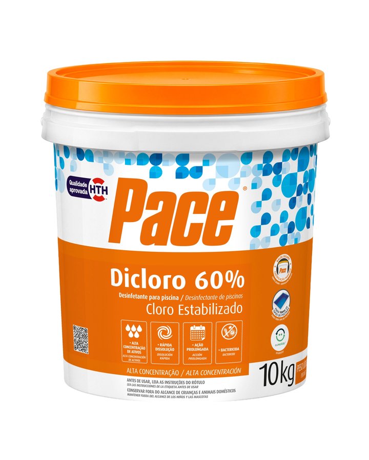 Pace Dicloro 60%, cloro estabilizado alta concentração — Pace (HTH)